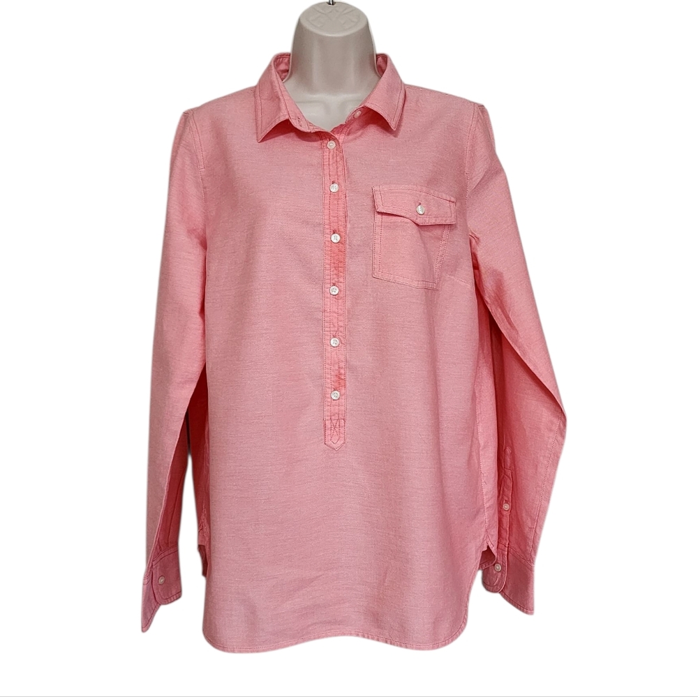 J. Crew Coral Half-Button-Up Shirt Size M - Picture 7 of 16